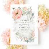ボタニカルピーチフラワーズエレガント庭園の結婚式 招待状