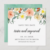 ボタニカルピーチフローラウォーターカラーバラ セーブザデート (正面/裏面)