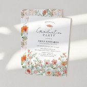 ボタニカルピーチフローラ卒業パーティー招待状 招待状