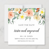 ボタニカルピーチフローラ水彩保存日 マグネット招待状 (正面)