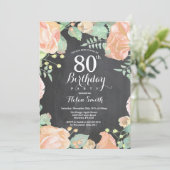 ボタニカルピーチフローラ80th誕生日招待状 招待状 (スタンド正面)