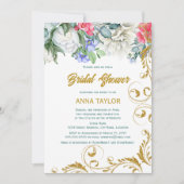 ボタニカルフェイク金ゴールドグリッタースワーズブライダルシャワー 招待状 (正面)