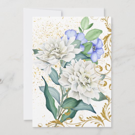 ボタニカルフェイク金ゴールドグリッタースワーズブライダルシャワー 招待状 (裏面)