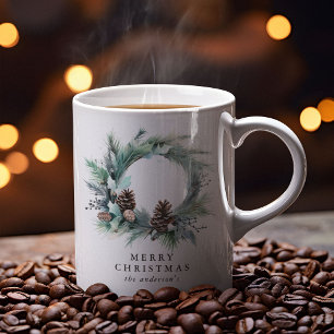 ボタニカルフェスティバルリースメリークリスマス コーヒーマグカップ