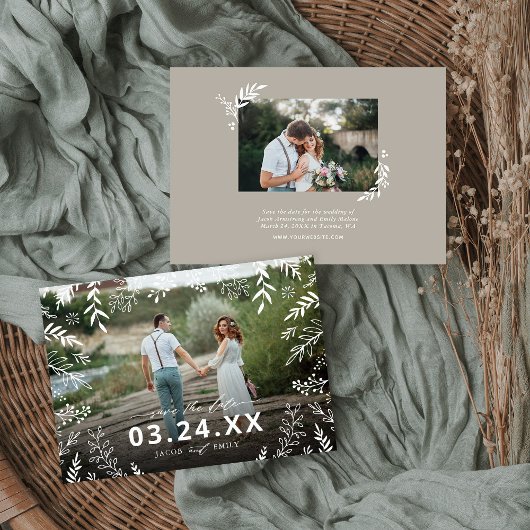 ボタニカルフォトオーバーレイ日付を保存 セーブザデート