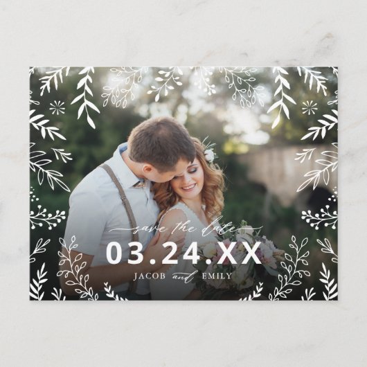 ボタニカルフォトオーバーレイ日付を保存 案内ポストカード (正面)