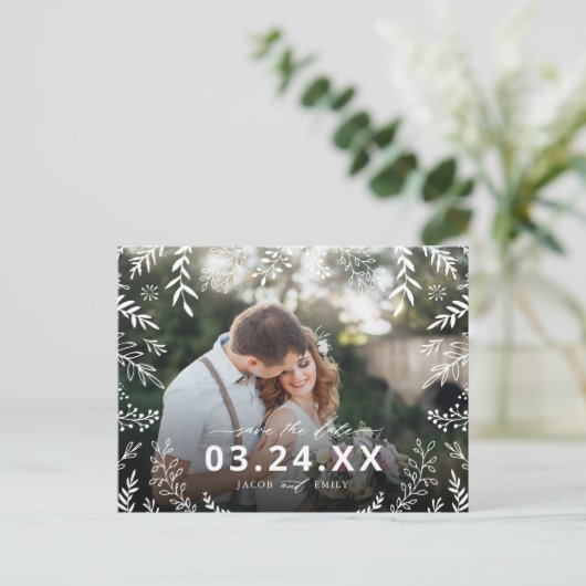 ボタニカルフォトオーバーレイ日付を保存 案内ポストカード (スタンド正面)