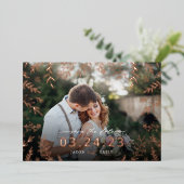 ボタニカルフォトオーバーレイ日付を保存 箔招待状 (立ち正面)