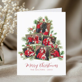 ボタニカルフォトコラージクリスマスホリデーカード シーズンカード