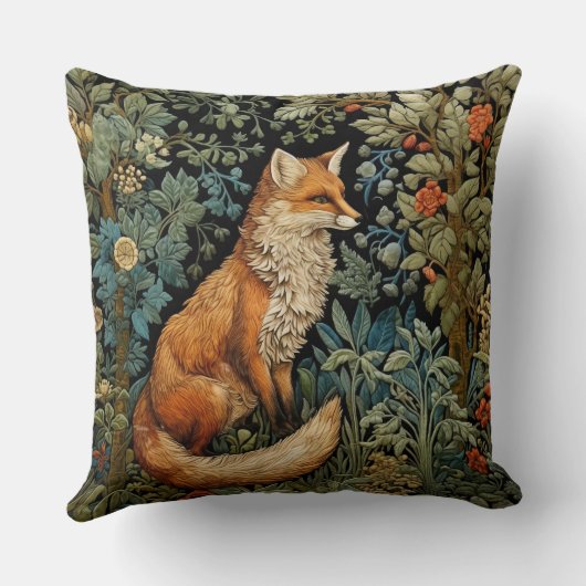 ボタニカルフォレストキツネウィリアムインスパイアモリス クッション (裏面)