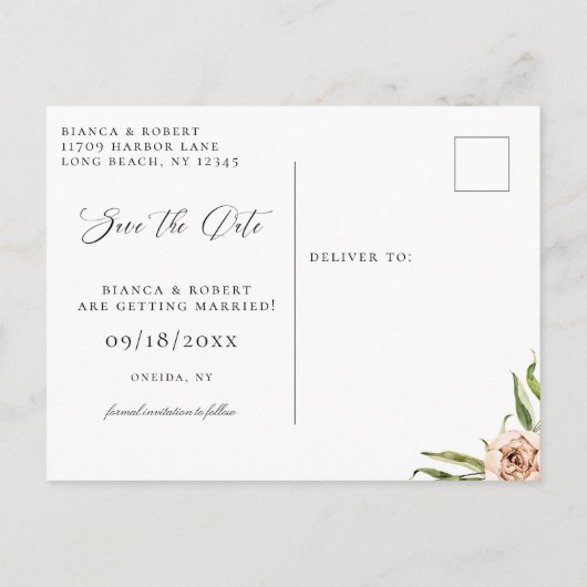 ボタニカルフォレストフローラセーブ・ザ・デート案内 案内ポストカード (裏面)