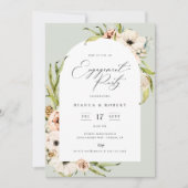 ボタニカルフォレストフローラフレーム婚約パーティ 招待状 (正面)