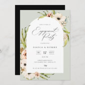 ボタニカルフォレストフローラフレーム婚約パーティ 招待状 (正面/裏面)