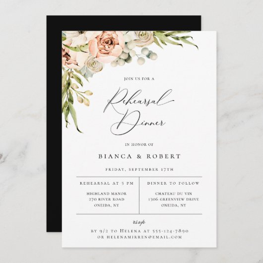 ボタニカルフォレストフローラリハーサルディナー 案内状 (正面/裏面)