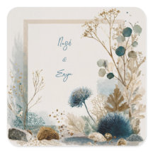 ボタニカルフォークアートブルー&アースズ結婚ーズ