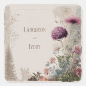 ボタニカルフォークアートワイルドフラー結婚ズ スクエアシール (正面)