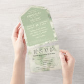 ボタニカルフォーリーフクローバーグリーンチャートルーズメール オールインワン招待状 (貼ってはがせる)