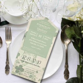 ボタニカルフォーリーフクローバーグリーンチャートルーズメール オールインワン招待状