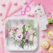 ボタニカルフラワーブーケアート抽象芸術紙プレート ペーパープレート (パーティー)