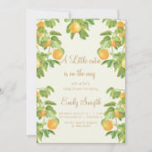 ボタニカルフルーツオレンジリトルかわいこちゃんベビーシャワー 招待状 (正面)