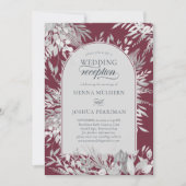 ボタニカルフレームのアーチブルゴーニュウェディングレセプション 招待状 (正面)