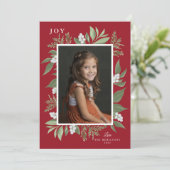 ボタニカルフレームクリスマスカード：赤 案内状 (スタンド正面)
