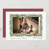 ボタニカルフレームクリスマス | 家族エレガント1の写真 シーズンカード (正面/裏面)
