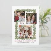 ボタニカルフレームクリスマス | 家族エレガント3枚の写真 シーズンカード (スタンド正面)