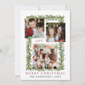 ボタニカルフレームクリスマス | 家族エレガント3枚の写真 シーズンカード (正面)