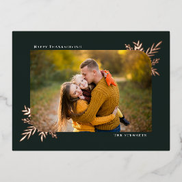 ボタニカルフレームフォイル写真感謝祭はがき 箔シーズンポストカード