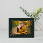 ボタニカルフレームフォイル写真感謝祭はがき 箔シーズンポストカード (立ち正面)