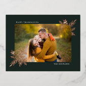 ボタニカルフレームフォイル写真感謝祭はがき 箔シーズンポストカード (正面)