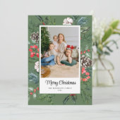 ボタニカルフレームフォトメリークリスマスグリーン シーズンカード (スタンド正面)