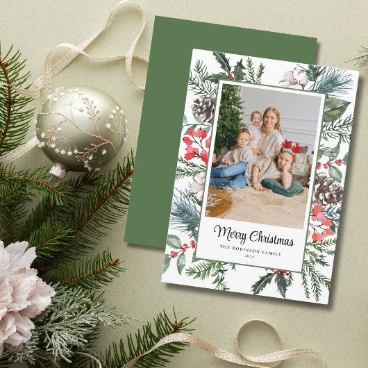 ボタニカルフレームフォトメリークリスマス シーズンカード