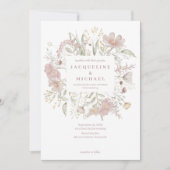 ボタニカルフレームワイルドフラワーズダスティーバラ結婚ズ 招待状 (正面)