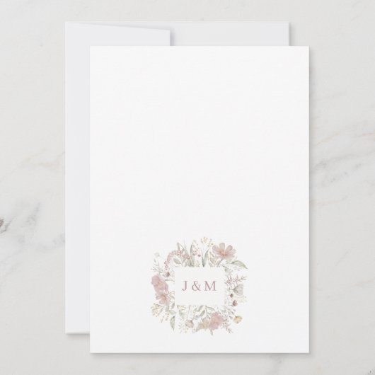 ボタニカルフレームワイルドフラワーズダスティーバラ結婚ズ 招待状 (裏面)