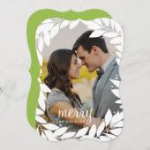 ボタニカルフレーム新入りホリデーフォトカード 招待状 (正面/裏面)