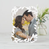 ボタニカルフレーム新入りホリデーフォトカード 招待状 (スタンド正面)