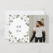 ボタニカルフレーム水色葉の写真 セーブザデート (正面)