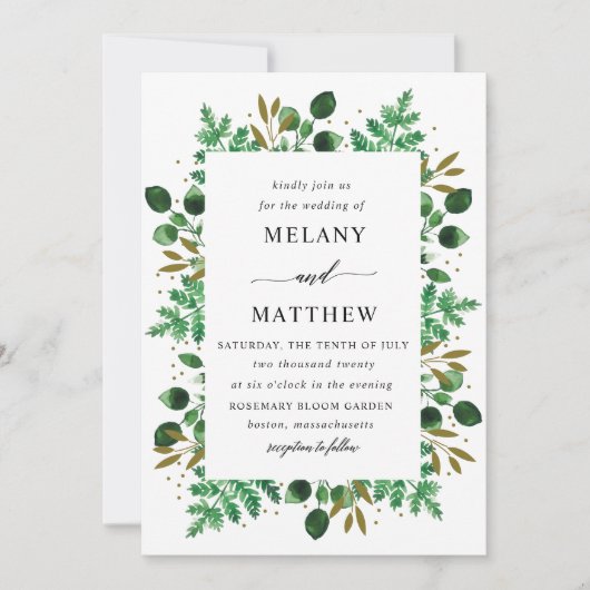 ボタニカルフレーム結婚式招待状_snow 招待状 (正面)
