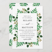 ボタニカルフレーム結婚式招待状_snow 招待状 (正面/裏面)