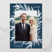 ボタニカルフレーム ホリデー フォト シルバー フォイル カード (正面)