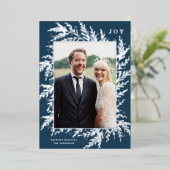 ボタニカルフレーム ホリデー フォト シルバー フォイル カード (立ち正面)