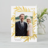 ボタニカルフレーム ホリデー フォト ホワイト ゴールド フォイル カード (立ち正面)