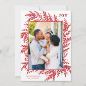 ボタニカルフレームJOYレッドホリデーフォトカード シーズンカード (正面)
