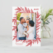 ボタニカルフレームJOYレッドホリデーフォトカード シーズンカード (スタンド正面)