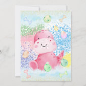 ボタニカルフローラかわいい恐竜の赤ちゃん女の子シャワー 招待状 (裏面)