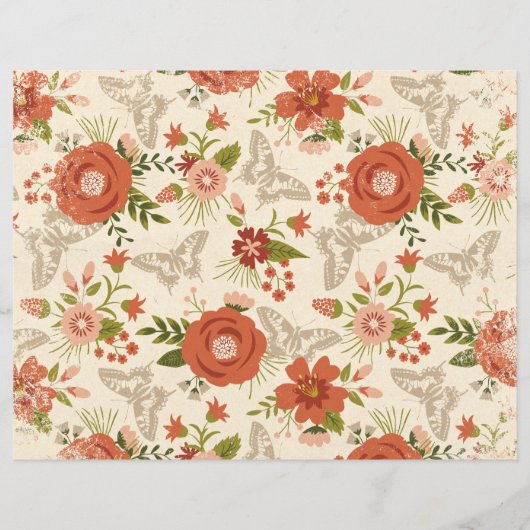 ボタニカルフローラとバタフライスクラップブック作り紙 (正面)