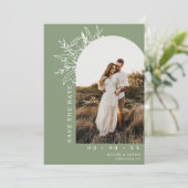 ボタニカルフローラアーチ写真QRコード結婚セージ セーブザデート (スタンド正面)