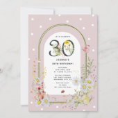 ボタニカルフローラアーチ30th誕生日パーティー 招待状 (正面)